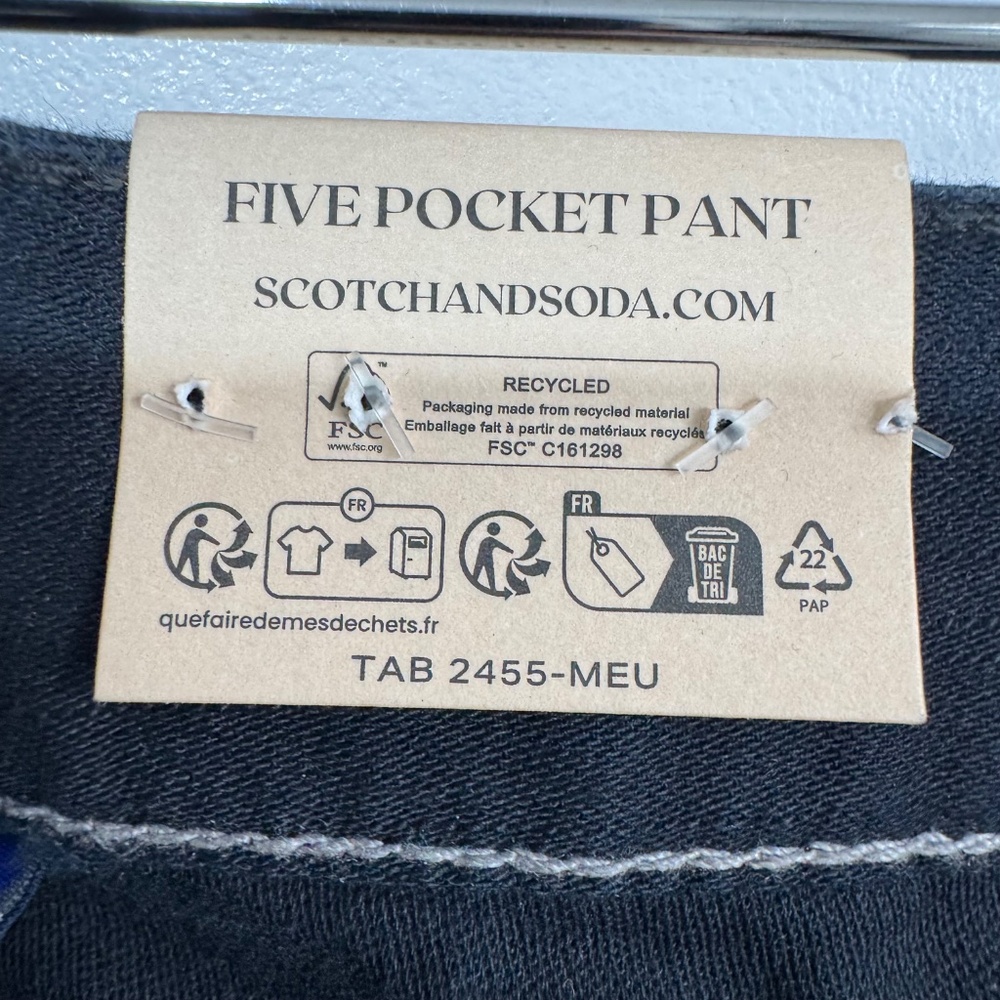 Scotch & Soda Straight Fit Five Pocket Pant in Black Men's Size W38 L32 - Picture 8 of 13